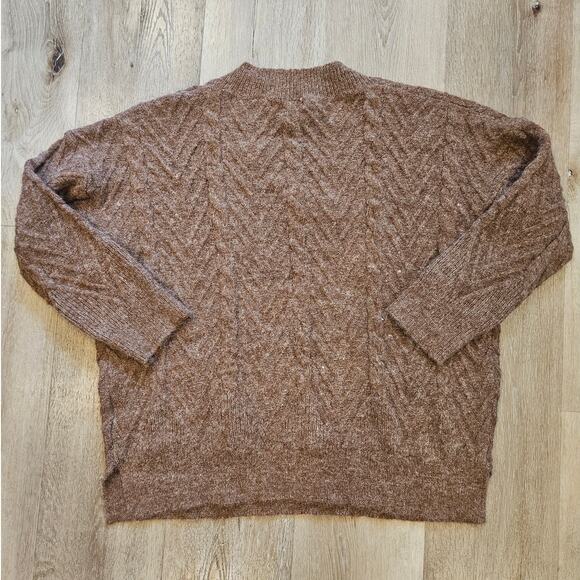 Daryl-Ann Denner x Pink Lily Brown V-Neck Knit Sweater sz Small Minimalist Basic - Picture 2 of 5